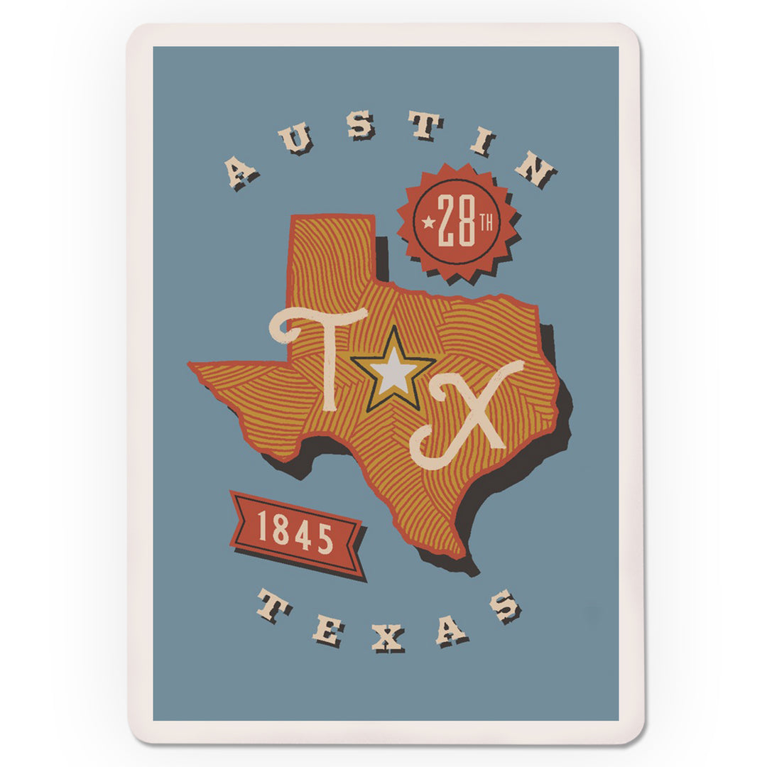 Playing Cards, Austin, Texas, Statehood, State Series, 52 Card Deck with Jokers in Box, Unique Art Cards Lantern Press 