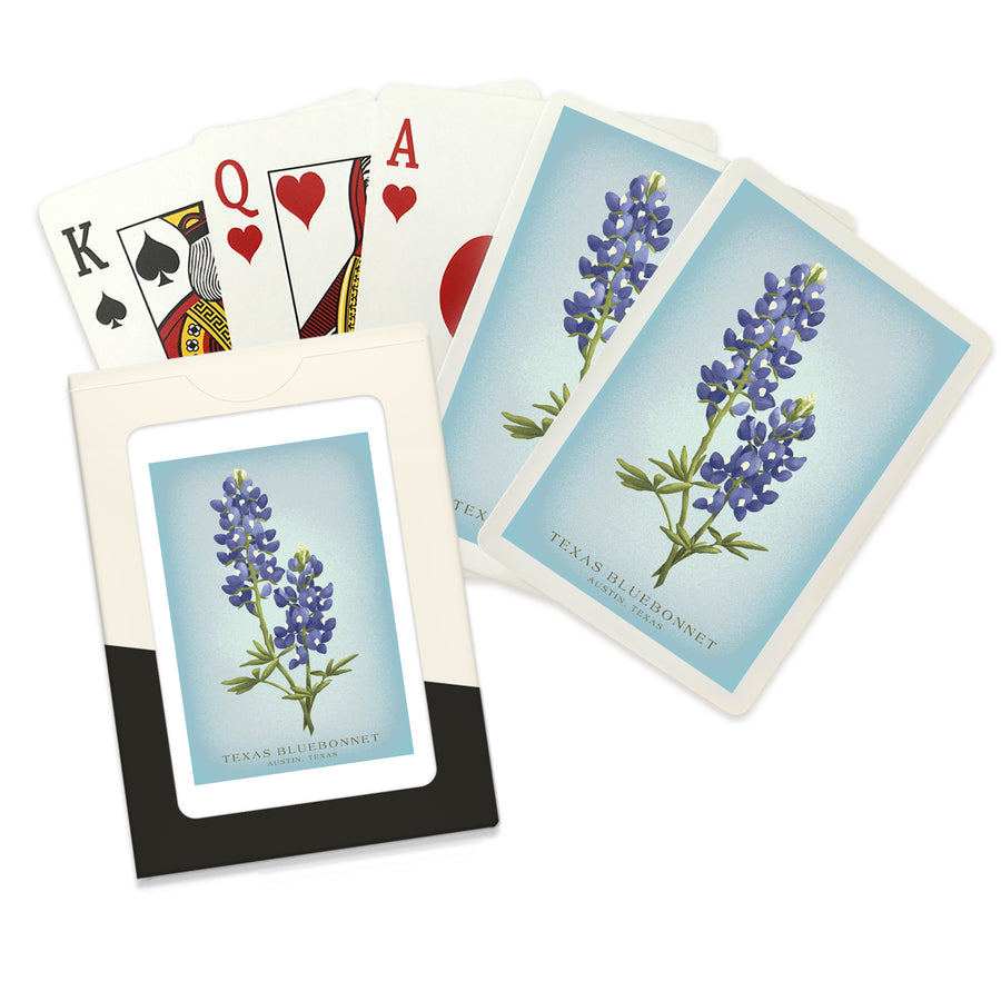 Playing Cards, Austin, Texas, Vintage Flora, State Series, Bluebonnet, 52 Card Deck with Jokers in Box, Unique Art Cards Lantern Press 