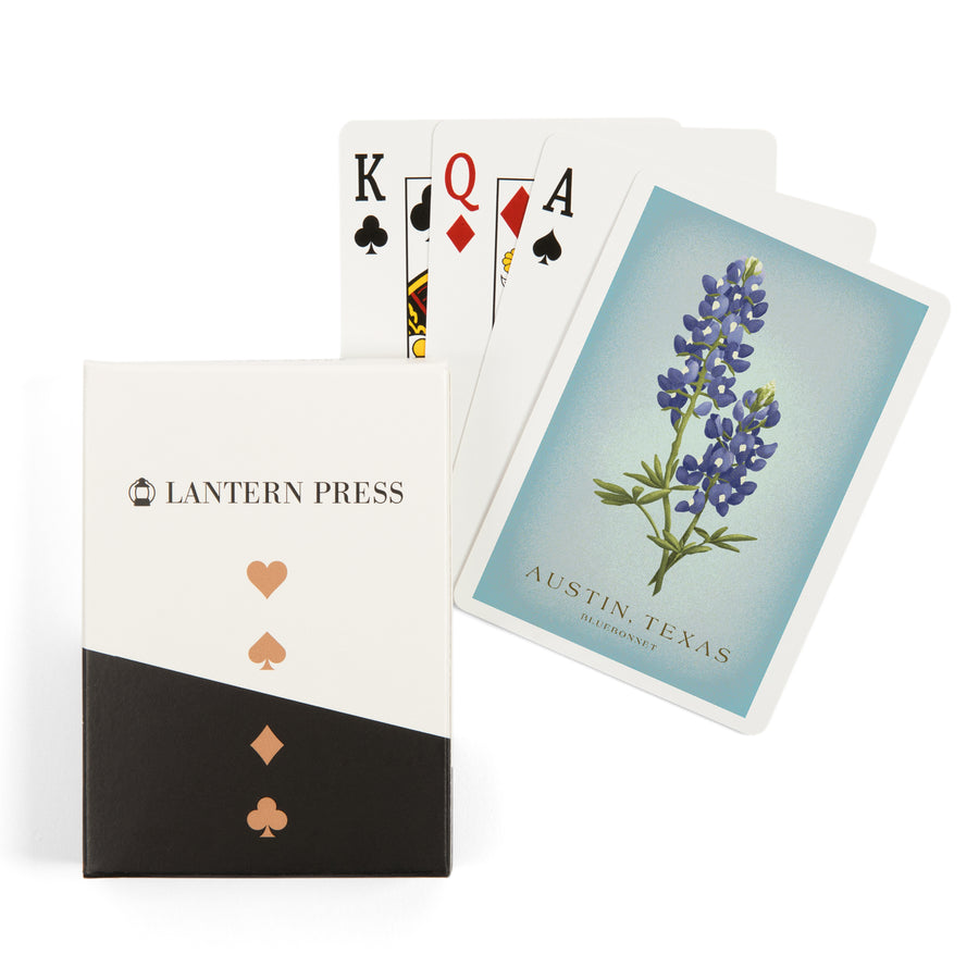 Playing Cards, Austin, Texas, Vintage Flora, State Series, Bluebonnet, 52 Card Deck with Jokers in Box, Unique Art Cards Lantern Press 