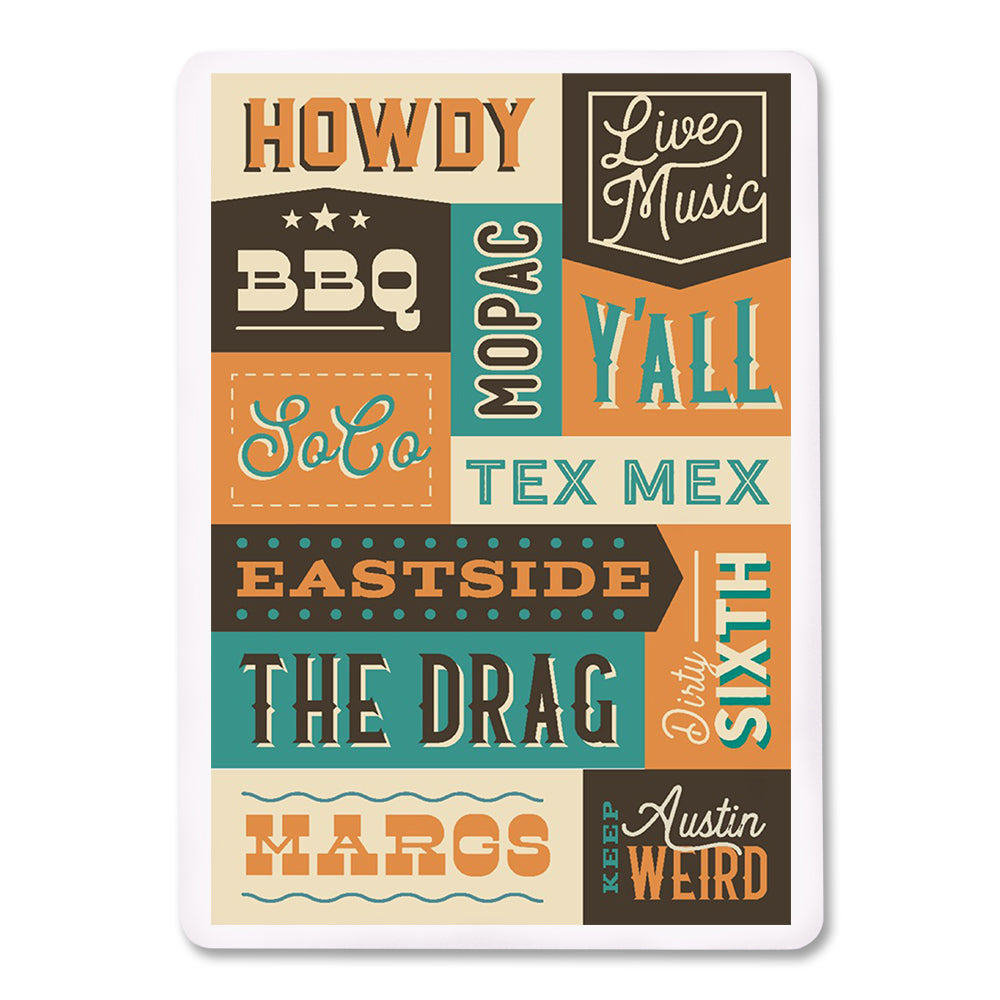 Playing Cards, Austin, Texas, Word Collage, State Series, 52 Card Deck with Jokers in Box, Unique Art Cards Lantern Press 