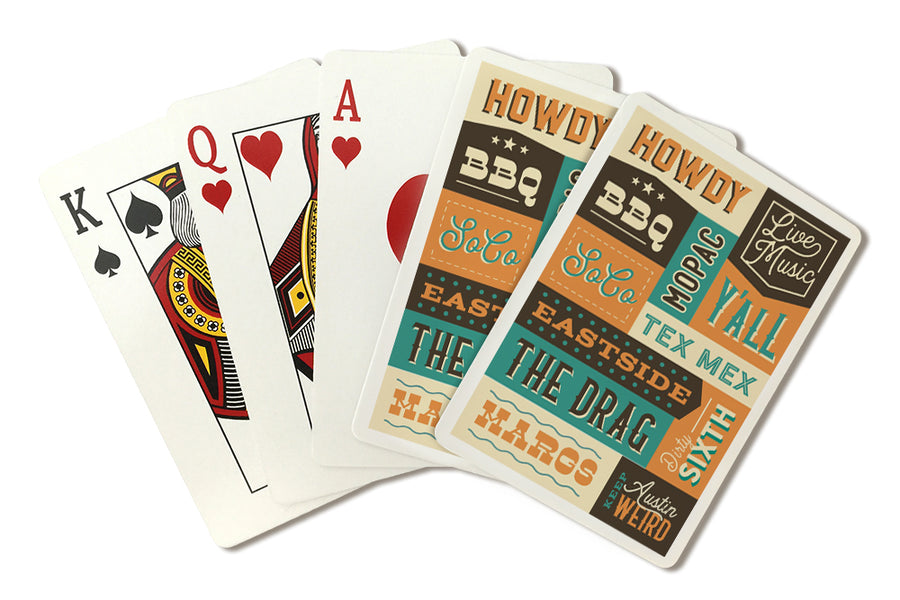 Playing Cards, Austin, Texas, Word Collage, State Series, 52 Card Deck with Jokers in Box, Unique Art Cards Lantern Press 