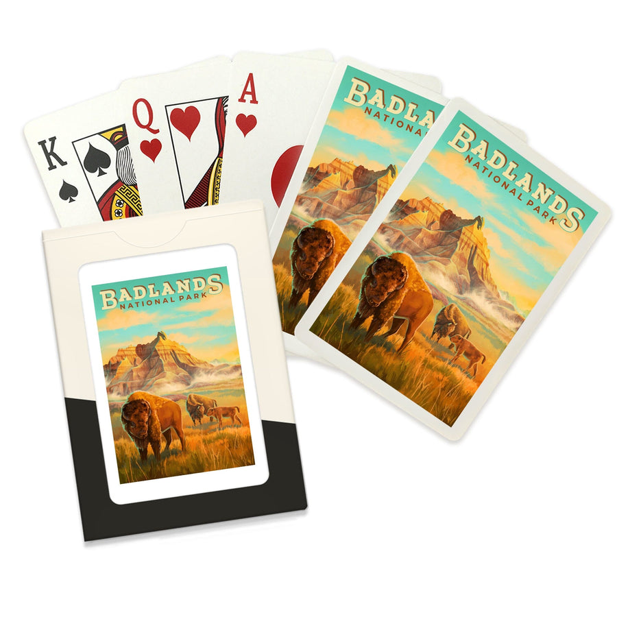 Playing Cards, Badlands National Park, South Dakota, Oil Painting, 52 Card Deck with Jokers in Box, Unique Art Cards Lantern Press 