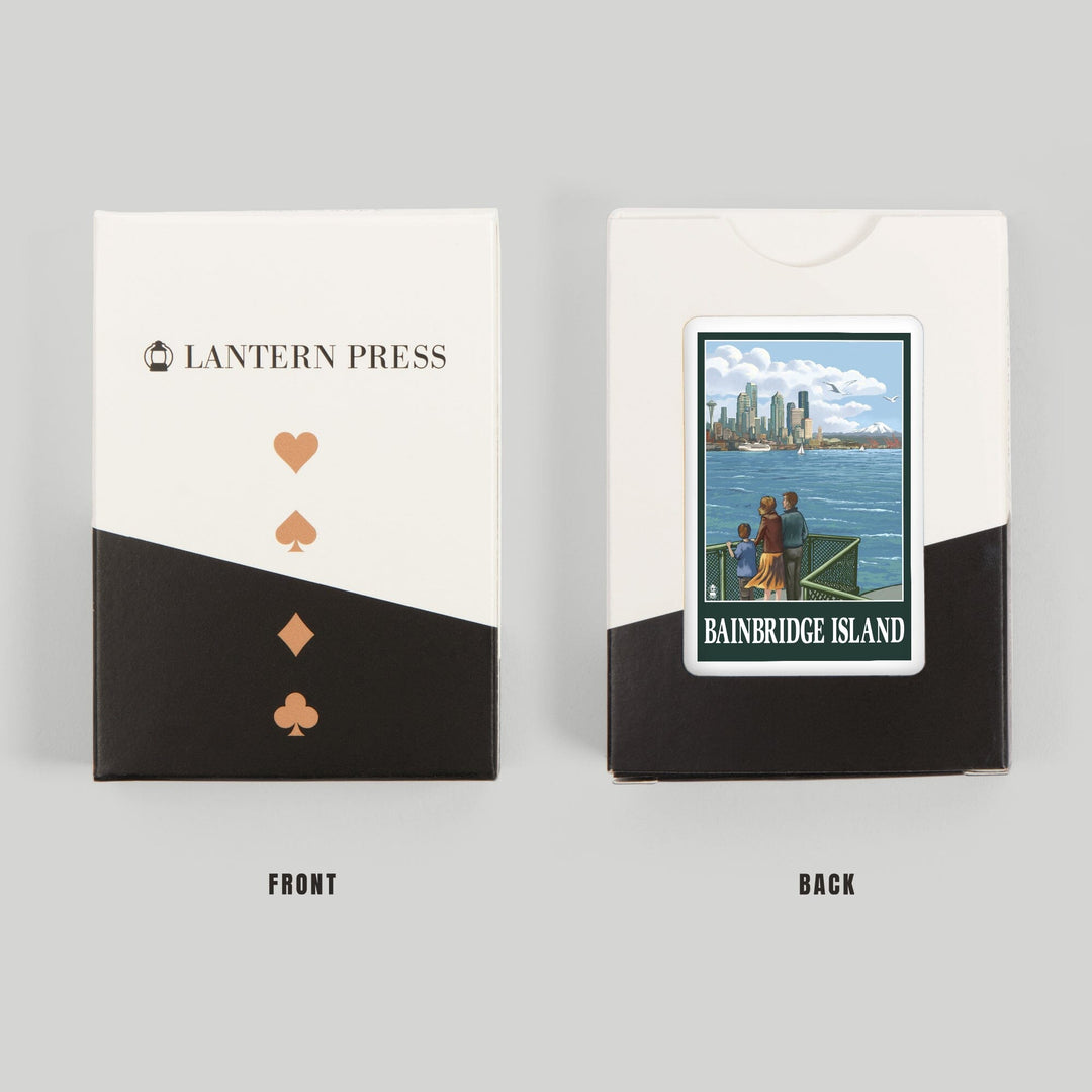 Playing Cards, Bainbridge Island, Washington, Ferry and Seattle, 52 Card Deck with Jokers in Box, Unique Art Cards Lantern Press 