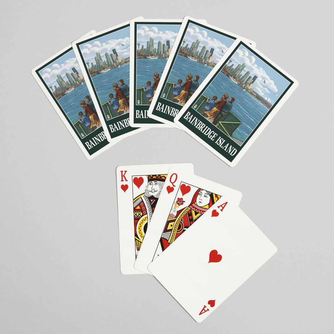 Playing Cards, Bainbridge Island, Washington, Ferry and Seattle, 52 Card Deck with Jokers in Box, Unique Art Cards Lantern Press 