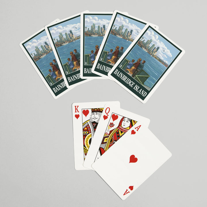 Playing Cards, Bainbridge Island, Washington, Ferry and Seattle, 52 Card Deck with Jokers in Box, Unique Art Cards Lantern Press 