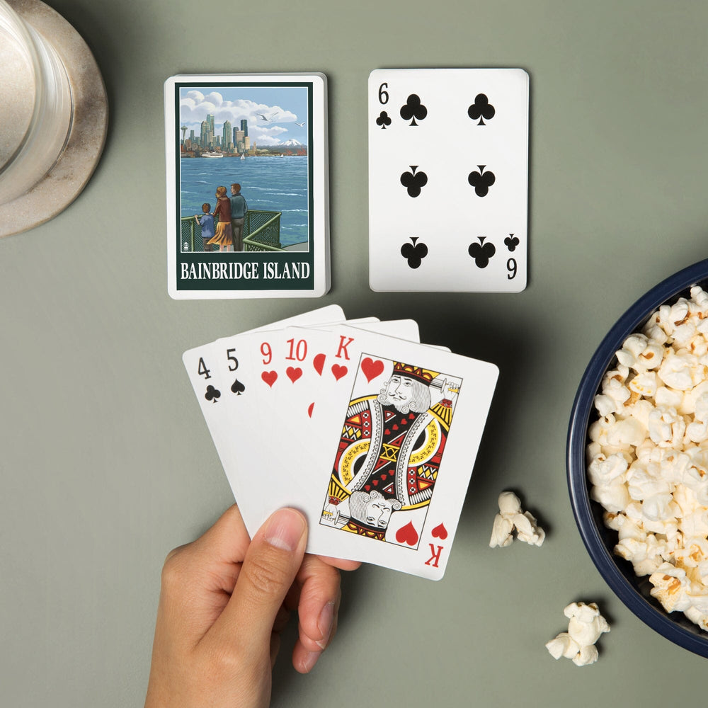 Playing Cards, Bainbridge Island, Washington, Ferry and Seattle, 52 Card Deck with Jokers in Box, Unique Art Cards Lantern Press 