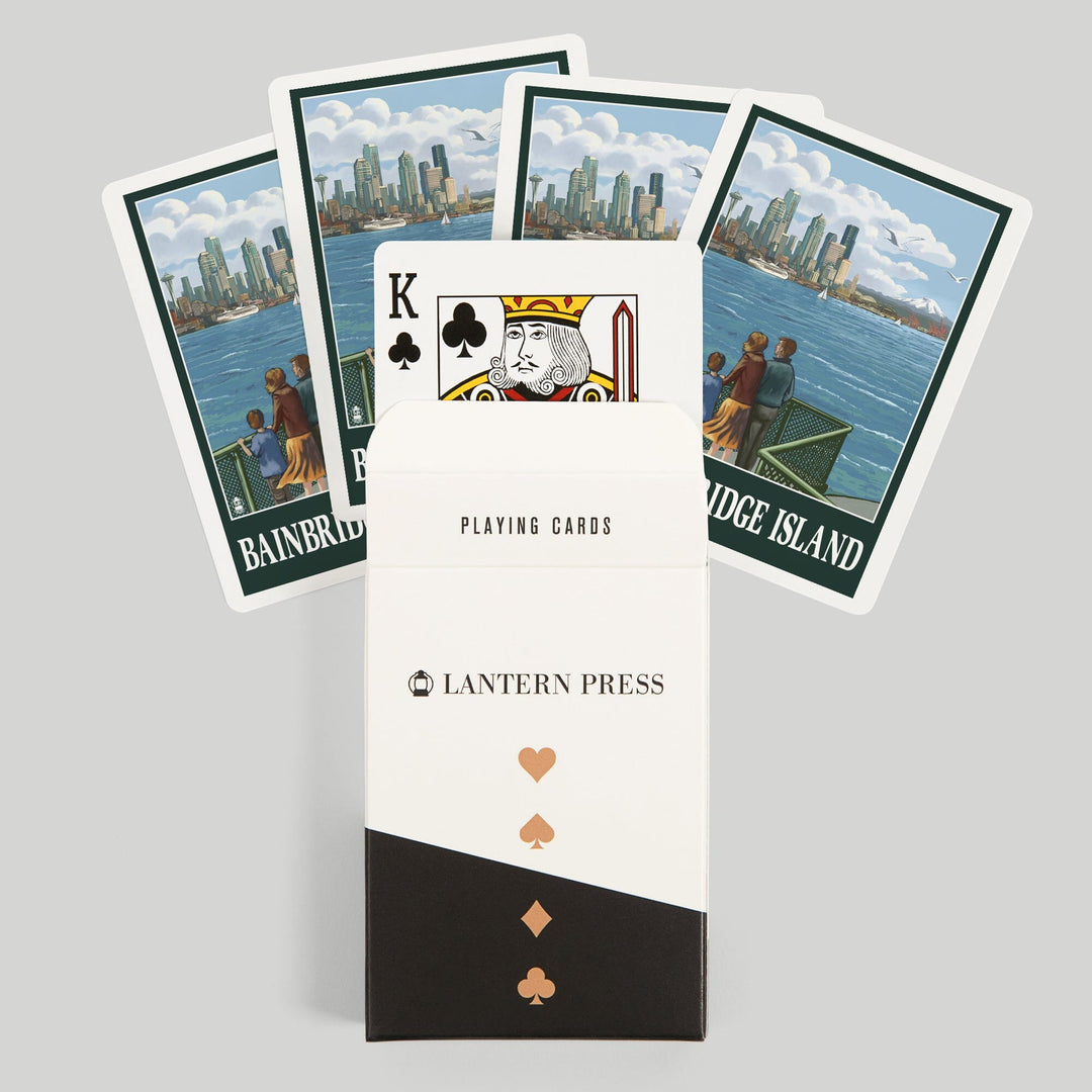 Playing Cards, Bainbridge Island, Washington, Ferry and Seattle, 52 Card Deck with Jokers in Box, Unique Art Cards Lantern Press 