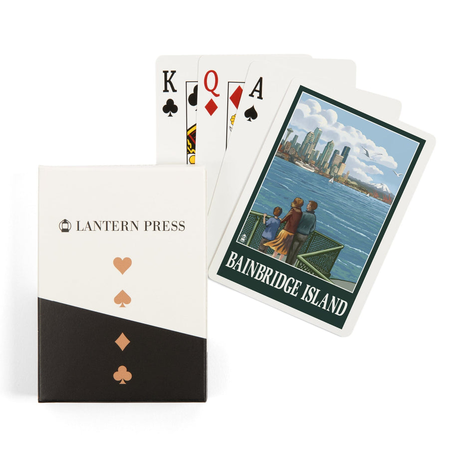 Playing Cards, Bainbridge Island, Washington, Ferry and Seattle, 52 Card Deck with Jokers in Box, Unique Art Cards Lantern Press 