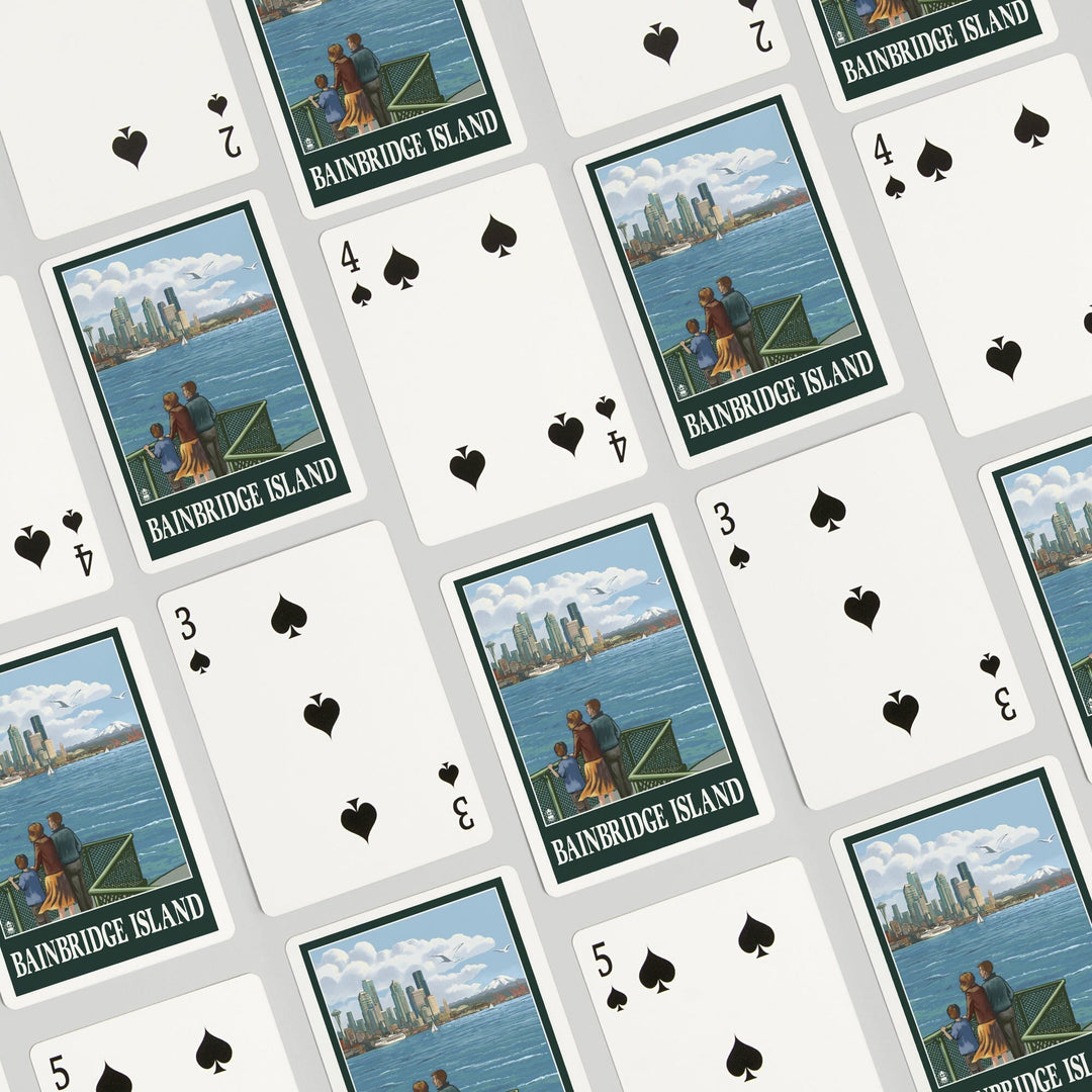 Playing Cards, Bainbridge Island, Washington, Ferry and Seattle, 52 Card Deck with Jokers in Box, Unique Art Cards Lantern Press 