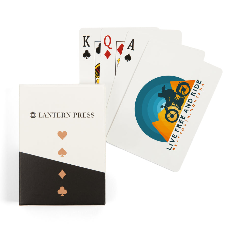 Playing Cards, Beartooth, Montana, Live Free and Ride, Motorcycle, 52 Card Deck with Jokers in Box, Unique Art Cards Lantern Press 