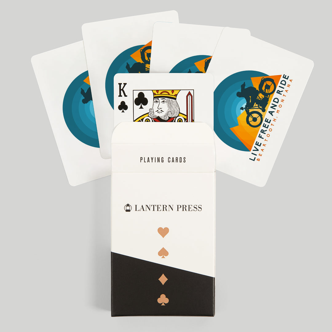 Playing Cards, Beartooth, Montana, Live Free and Ride, Motorcycle, 52 Card Deck with Jokers in Box, Unique Art Cards Lantern Press 