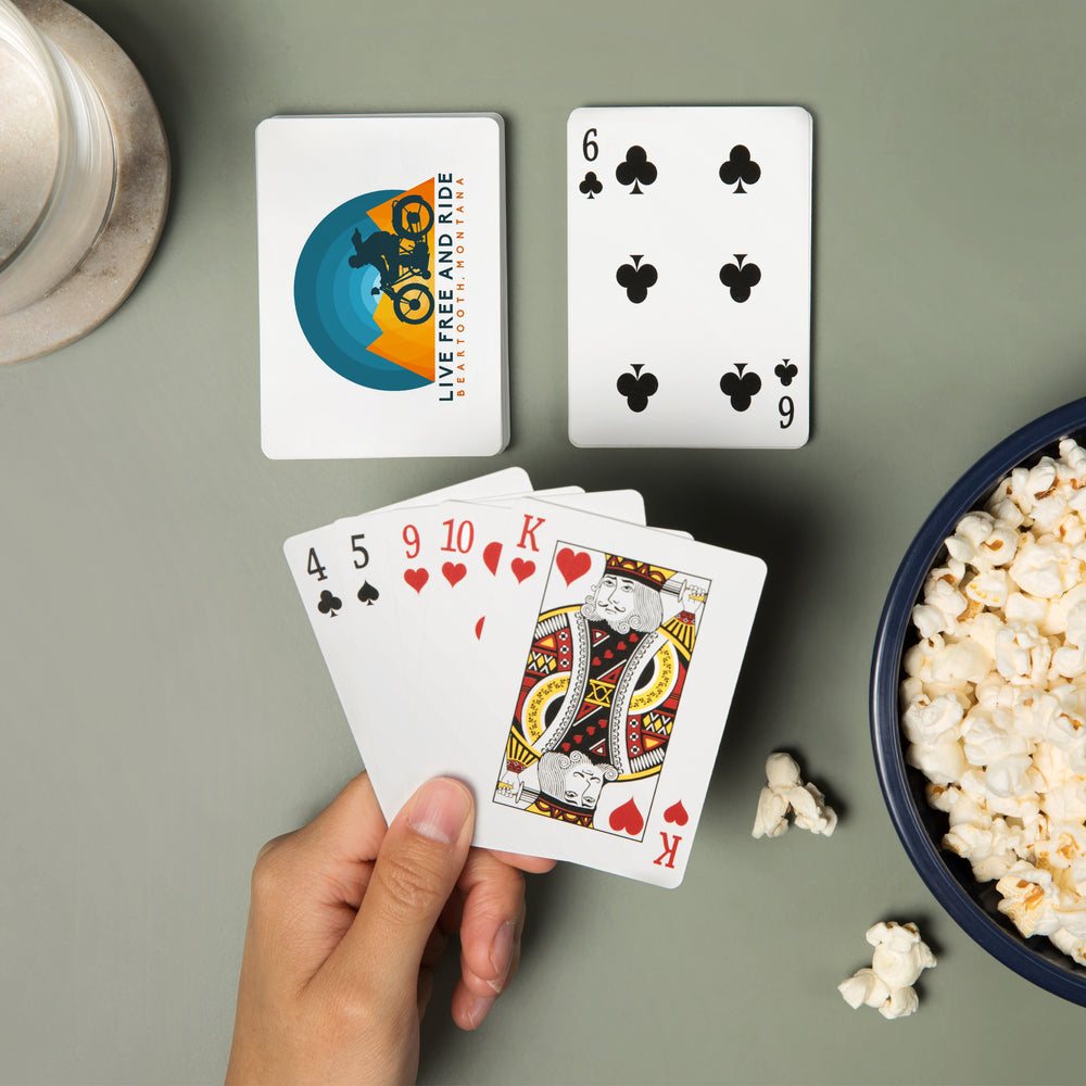 Playing Cards, Beartooth, Montana, Live Free and Ride, Motorcycle, 52 Card Deck with Jokers in Box, Unique Art Cards Lantern Press 