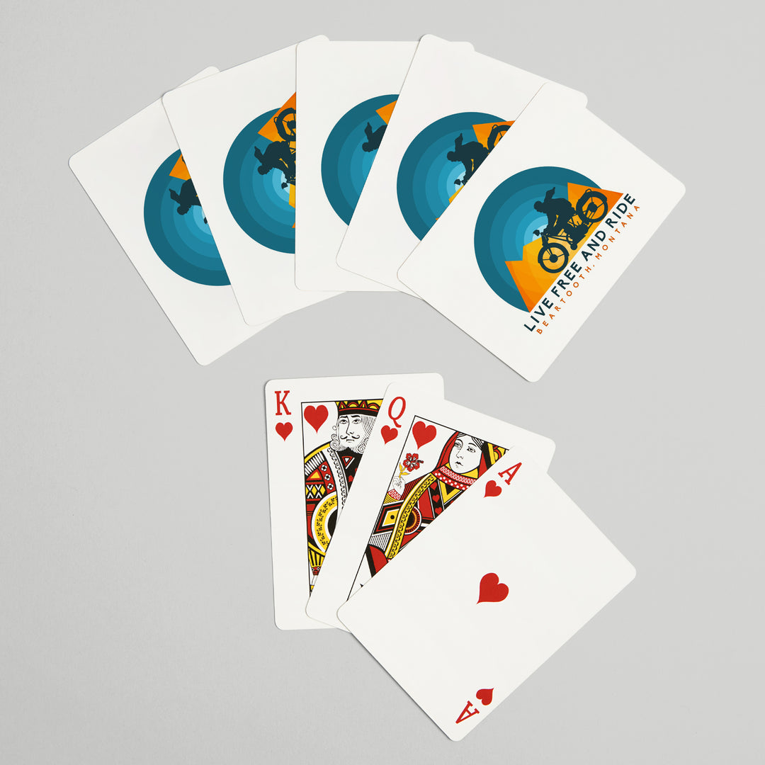 Playing Cards, Beartooth, Montana, Live Free and Ride, Motorcycle, 52 Card Deck with Jokers in Box, Unique Art Cards Lantern Press 