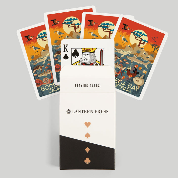 Playing Cards, Bodega Bay California, Geometric, Marine Animals, 52 Card Deck with Jokers in Box, Unique Art Cards Lantern Press 