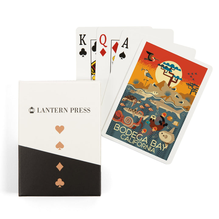 Playing Cards, Bodega Bay California, Geometric, Marine Animals, 52 Card Deck with Jokers in Box, Unique Art Cards Lantern Press 