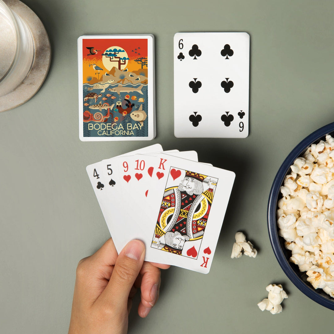 Playing Cards, Bodega Bay California, Geometric, Marine Animals, 52 Card Deck with Jokers in Box, Unique Art Cards Lantern Press 