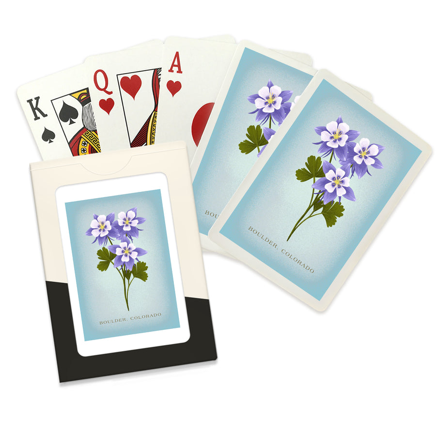 Playing Cards, Boulder, Colorado, Vintage Flora, Rocky Mountain Columbine, State Series, 52 Card Deck with Jokers in Box, Unique Art Cards Lantern Press 