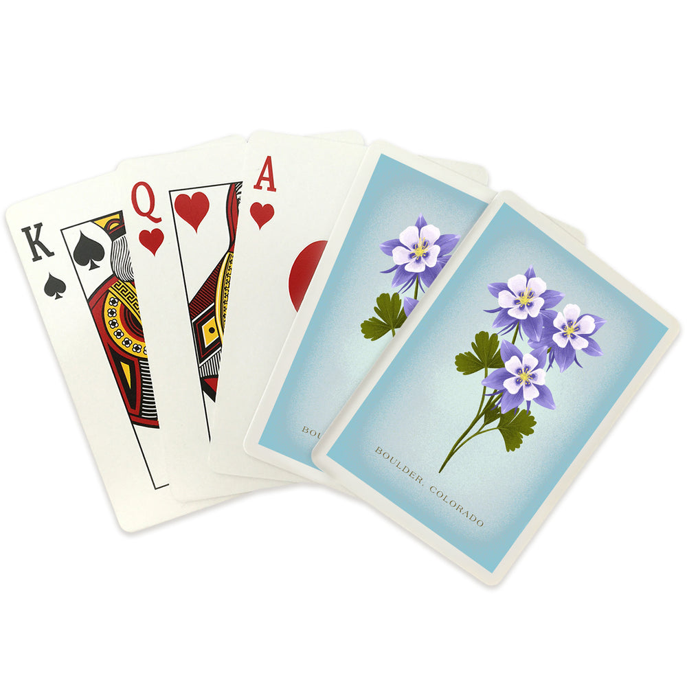 Playing Cards, Boulder, Colorado, Vintage Flora, Rocky Mountain Columbine, State Series, 52 Card Deck with Jokers in Box, Unique Art Cards Lantern Press 