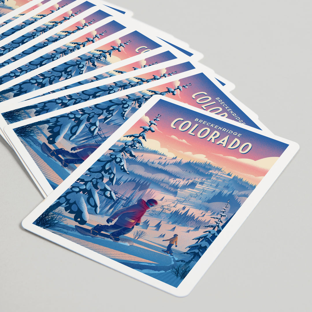 Playing Cards, Breckenridge, Colorado, Shred the Gnar, Snowboarding, 52 Card Deck with Jokers in Box, Unique Art Cards Lantern Press 