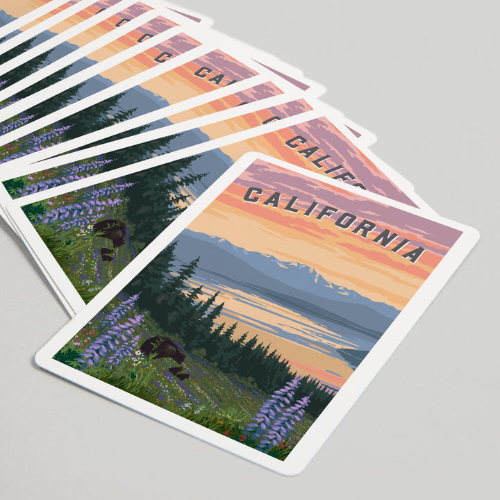 Playing Cards, California Bear and Spring Flowers, 52 Card Deck with Jokers in Box, Unique Art Cards Lantern Press 