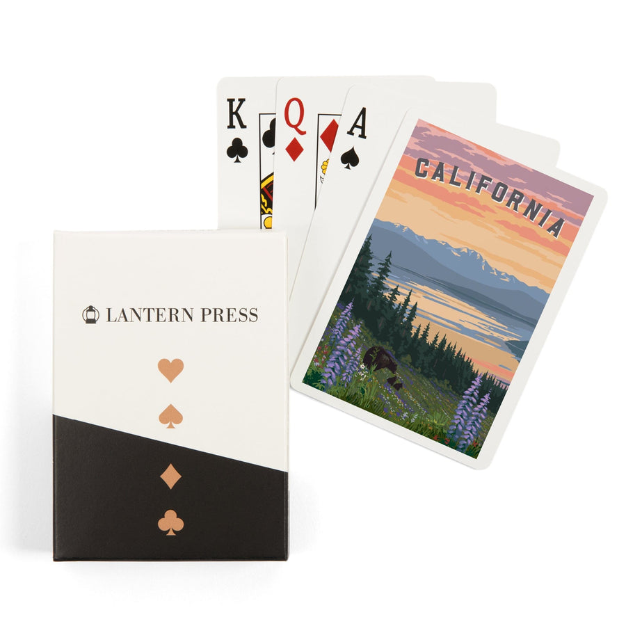 Playing Cards, California Bear and Spring Flowers, 52 Card Deck with Jokers in Box, Unique Art Cards Lantern Press 
