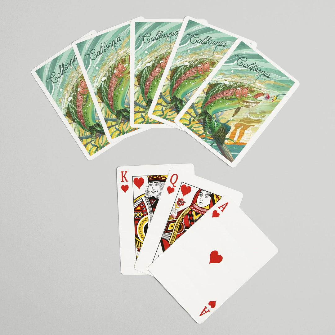 Playing Cards, California, Fishing, Underwater Trout, 52 Card Deck with Jokers in Box, Unique Art Cards Lantern Press 