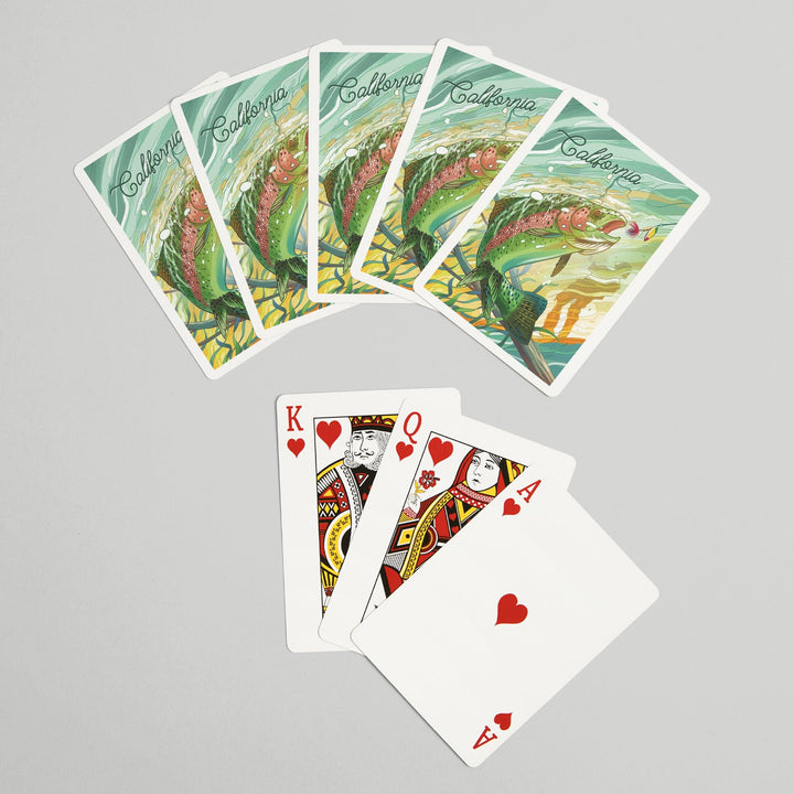 Playing Cards, California, Fishing, Underwater Trout, 52 Card Deck with Jokers in Box, Unique Art Cards Lantern Press 