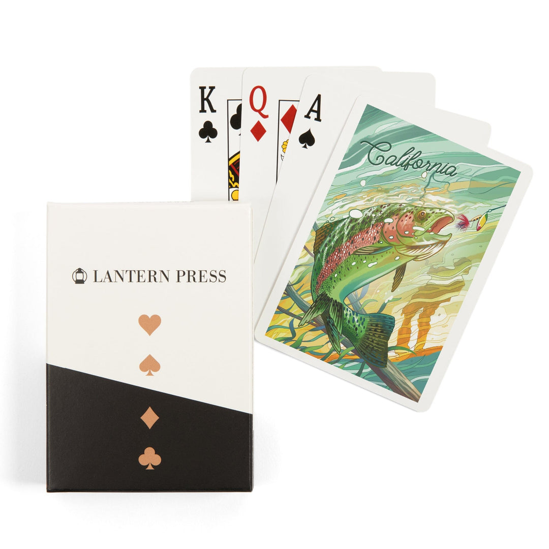 Playing Cards, California, Fishing, Underwater Trout, 52 Card Deck with Jokers in Box, Unique Art Cards Lantern Press 