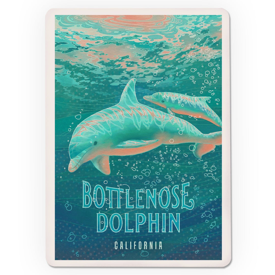 Playing Cards, California, Fluid Linework, Bottlenose Dolphin, 52 Card Deck with Jokers in Box, Unique Art Cards Lantern Press 