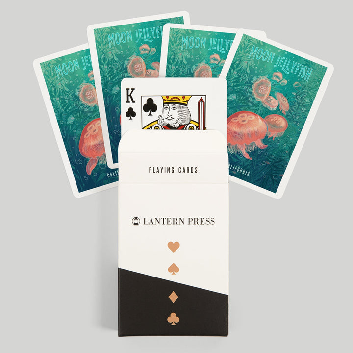 Playing Cards, California, Fluid Linework, Moon Jelly fish, 52 Card Deck with Jokers in Box, Unique Art Cards Lantern Press 