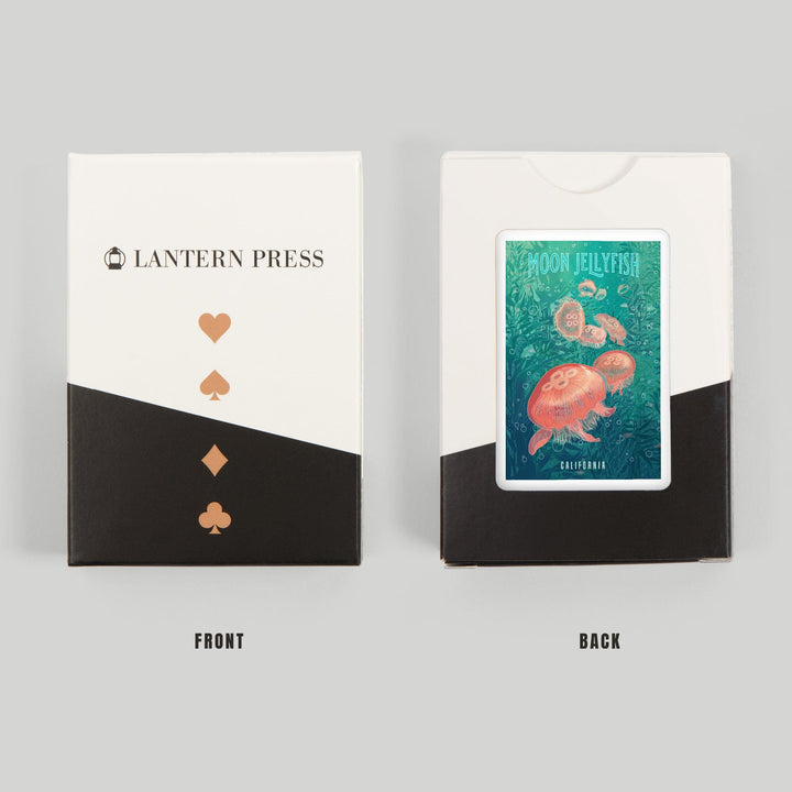 Playing Cards, California, Fluid Linework, Moon Jelly fish, 52 Card Deck with Jokers in Box, Unique Art Cards Lantern Press 