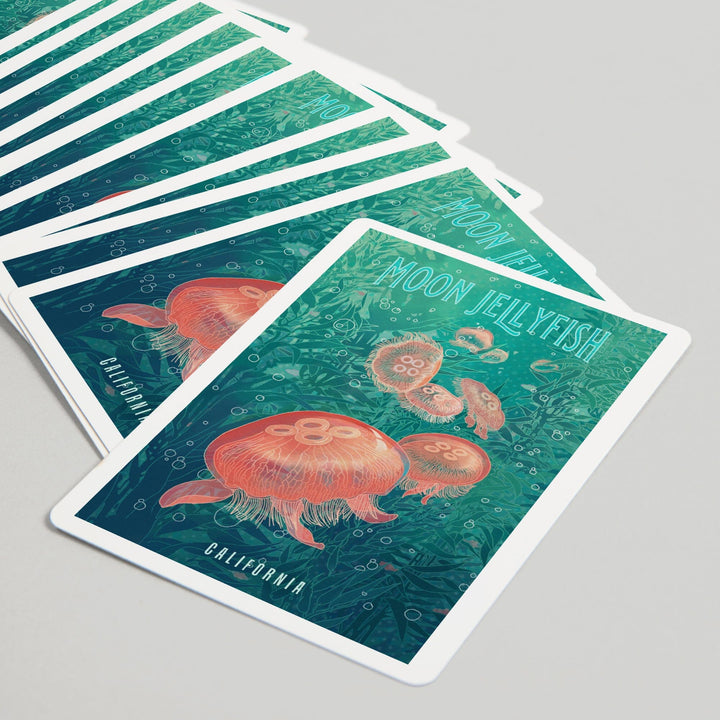 Playing Cards, California, Fluid Linework, Moon Jelly fish, 52 Card Deck with Jokers in Box, Unique Art Cards Lantern Press 