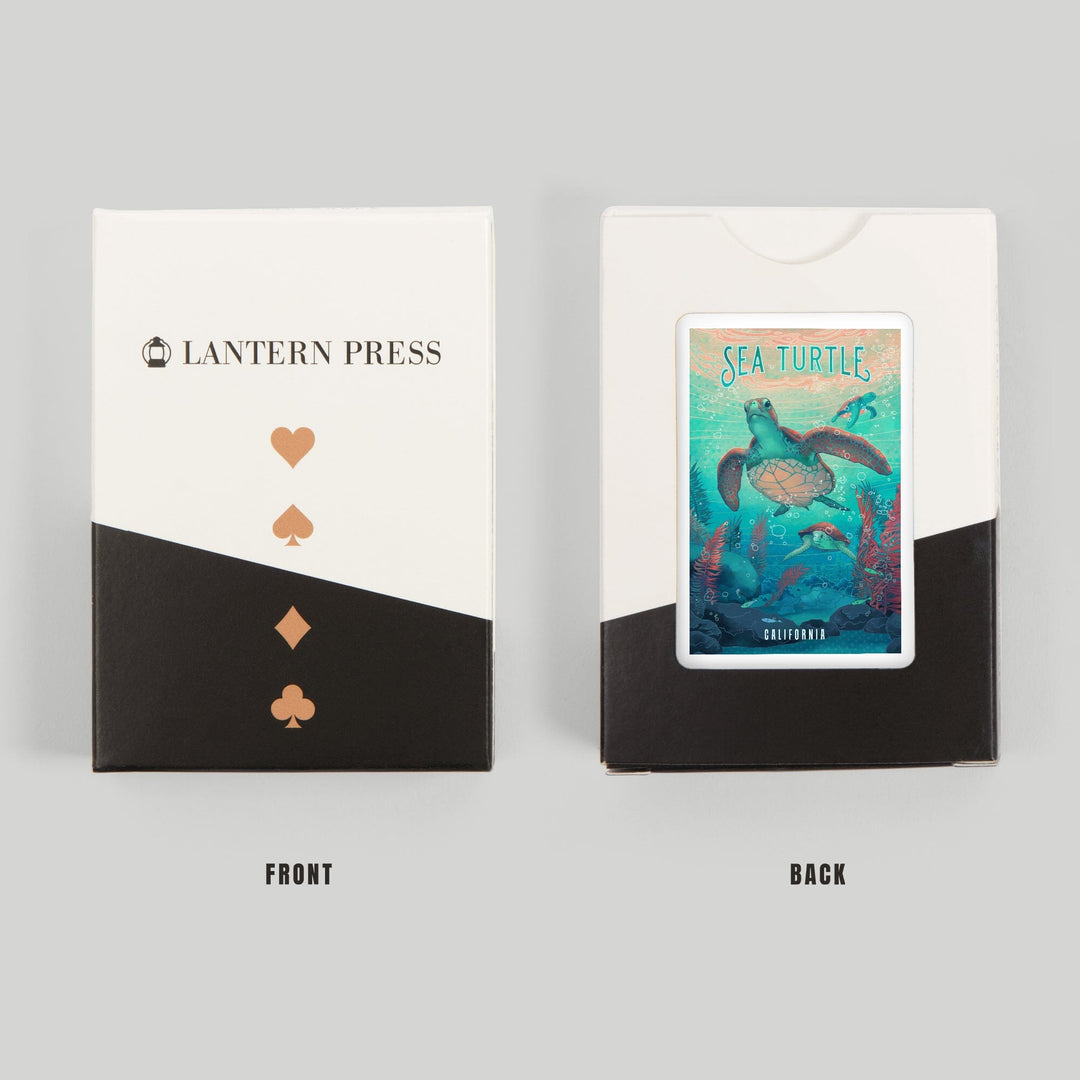 Playing Cards, California, Fluid Linework, Sea Turtle, 52 Card Deck with Jokers in Box, Unique Art Cards Lantern Press 