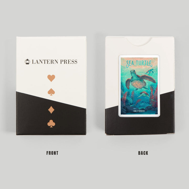 Playing Cards, California, Fluid Linework, Sea Turtle, 52 Card Deck with Jokers in Box, Unique Art Cards Lantern Press 