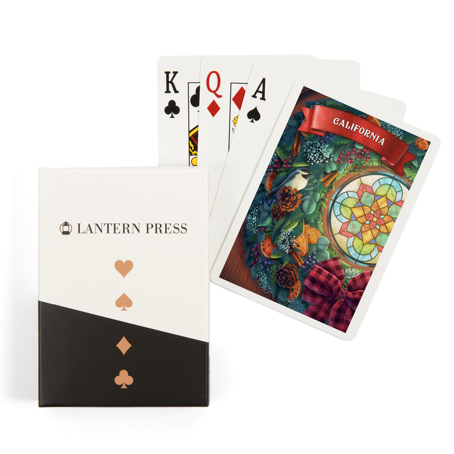 Playing Cards, California, Front Door with Wreath, 52 Card Deck with Jokers in Box, Unique Art Cards Lantern Press 