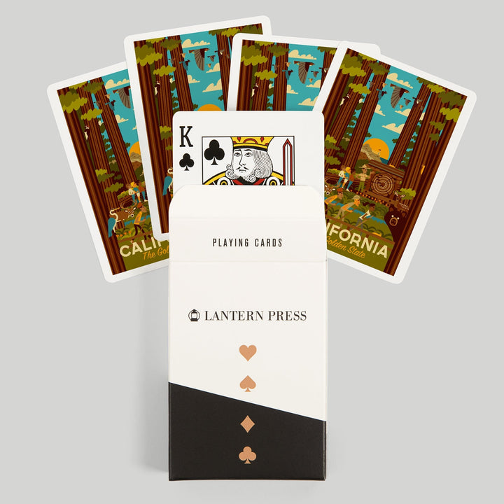 Playing Cards, California, Geometric, The Golden State, 52 Card Deck with Jokers in Box, Unique Art Cards Lantern Press 
