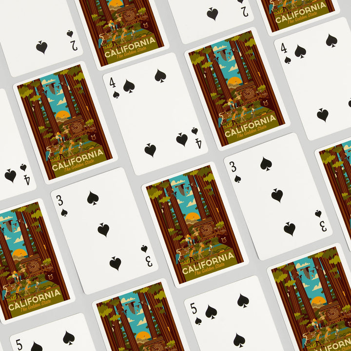 Playing Cards, California, Geometric, The Golden State, 52 Card Deck with Jokers in Box, Unique Art Cards Lantern Press 