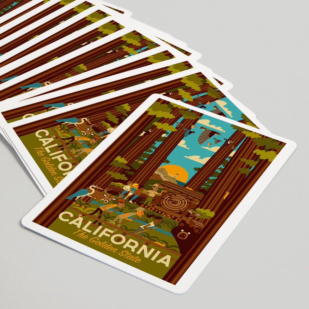 Playing Cards, California, Geometric, The Golden State, 52 Card Deck with Jokers in Box, Unique Art Cards Lantern Press 