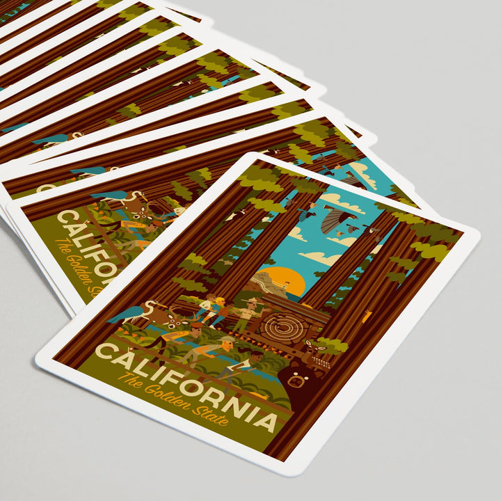 Playing Cards, California, Geometric, The Golden State, 52 Card Deck with Jokers in Box, Unique Art Cards Lantern Press 