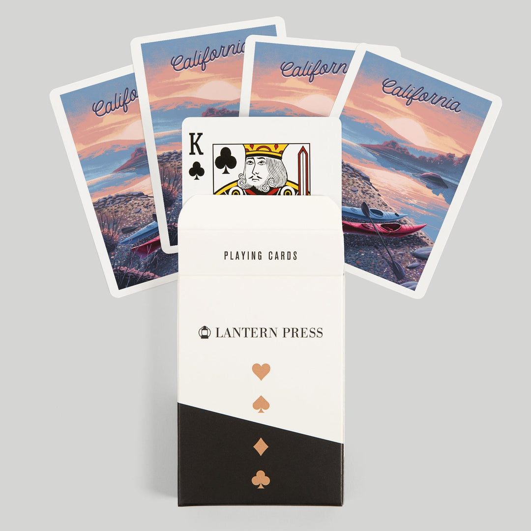 Playing Cards, California, Glassy Sunrise, Kayak, 52 Card Deck with Jokers in Box, Unique Art Cards Lantern Press 