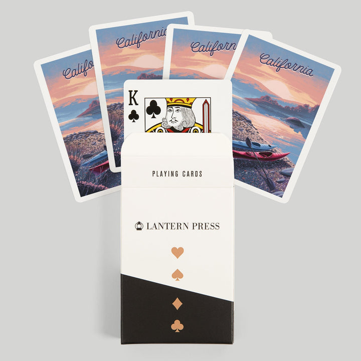 Playing Cards, California, Glassy Sunrise, Kayak, 52 Card Deck with Jokers in Box, Unique Art Cards Lantern Press 