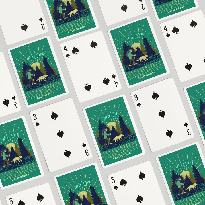Playing Cards, California, Lake Life Series, Hike Life, 52 Card Deck with Jokers in Box, Unique Art Cards Lantern Press 