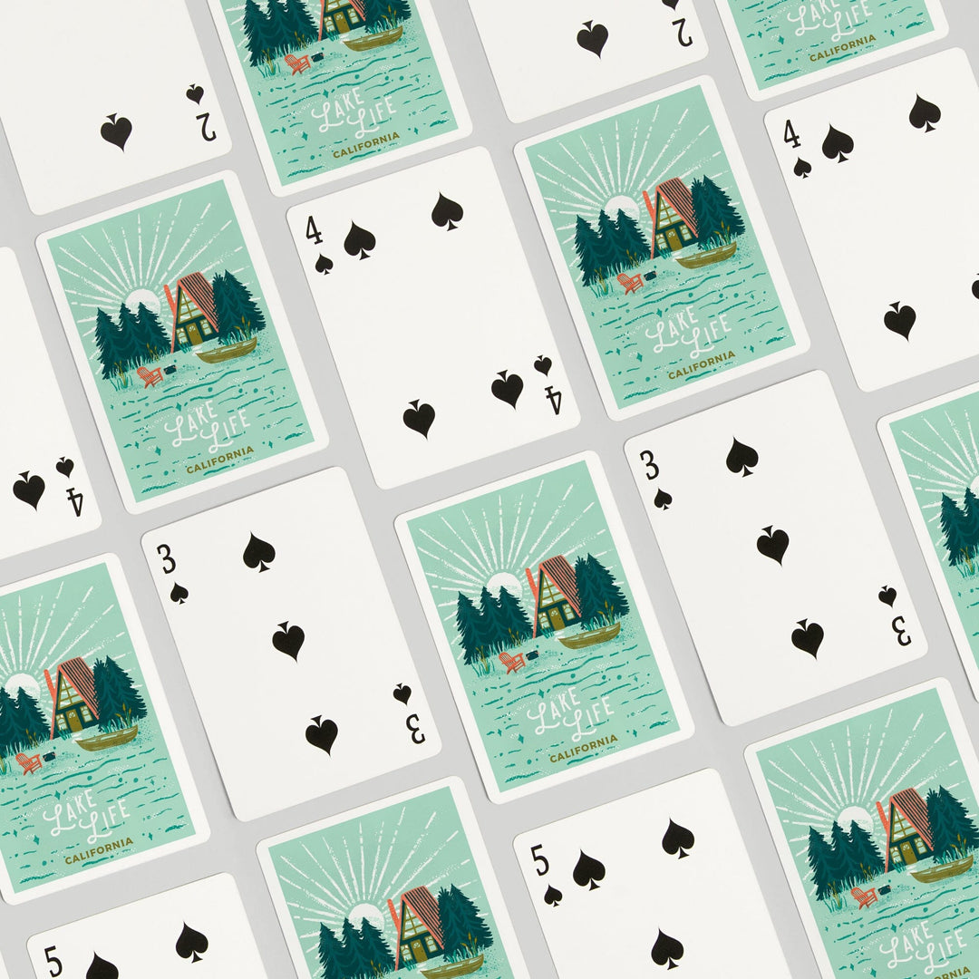 Playing Cards, California, Lake Life Series, Lake Life, 52 Card Deck with Jokers in Box, Unique Art Cards Lantern Press 