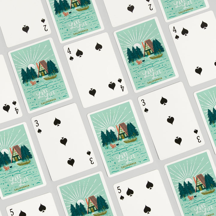 Playing Cards, California, Lake Life Series, Lake Life, 52 Card Deck with Jokers in Box, Unique Art Cards Lantern Press 