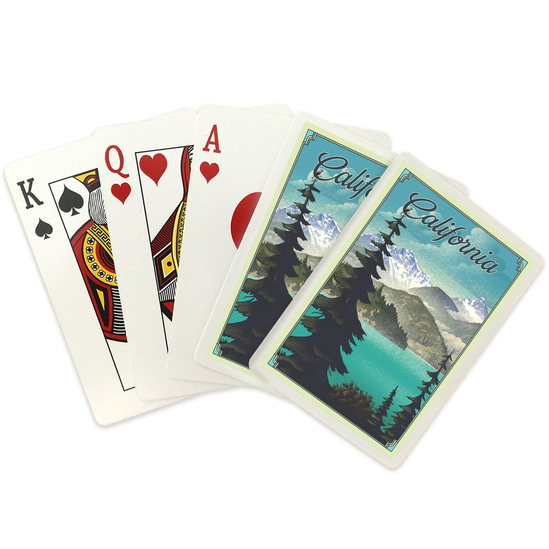 Playing Cards, California, Lake, Lithograph, 52 Card Deck with Jokers in Box, Unique Art Cards Lantern Press 