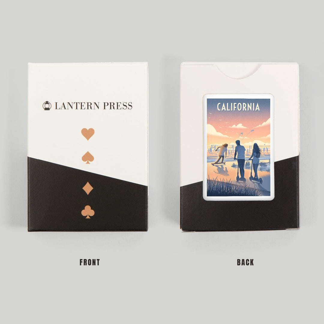 Playing Cards, California, Lithograph, Enjoy the Ride, Longboards and Scooters, 52 Card Deck with Jokers in Box, Unique Art Cards Lantern Press 