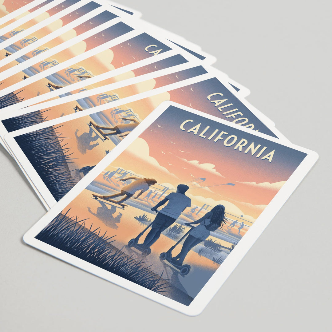 Playing Cards, California, Lithograph, Enjoy the Ride, Longboards and Scooters, 52 Card Deck with Jokers in Box, Unique Art Cards Lantern Press 