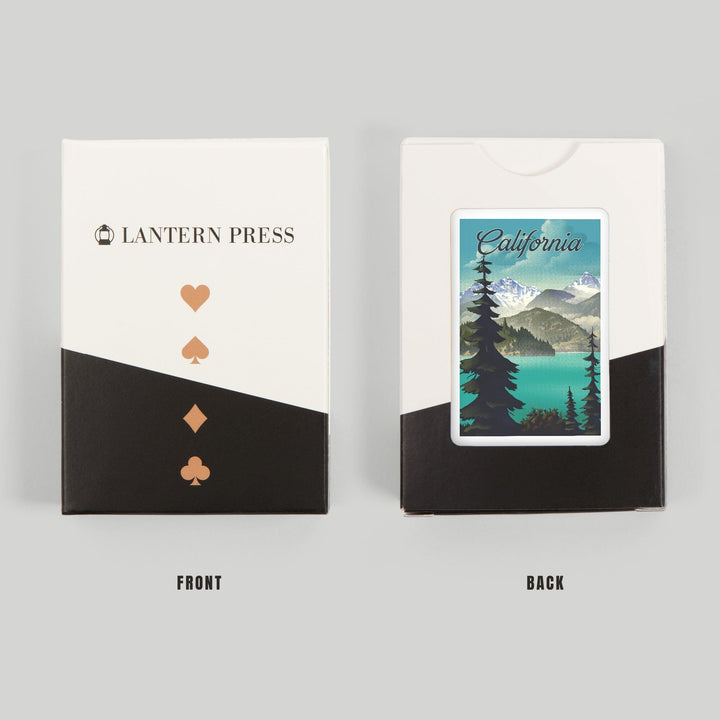 Playing Cards, California, Lithograph, Lake and Mountains Scene, 52 Card Deck with Jokers in Box, Unique Art Cards Lantern Press 
