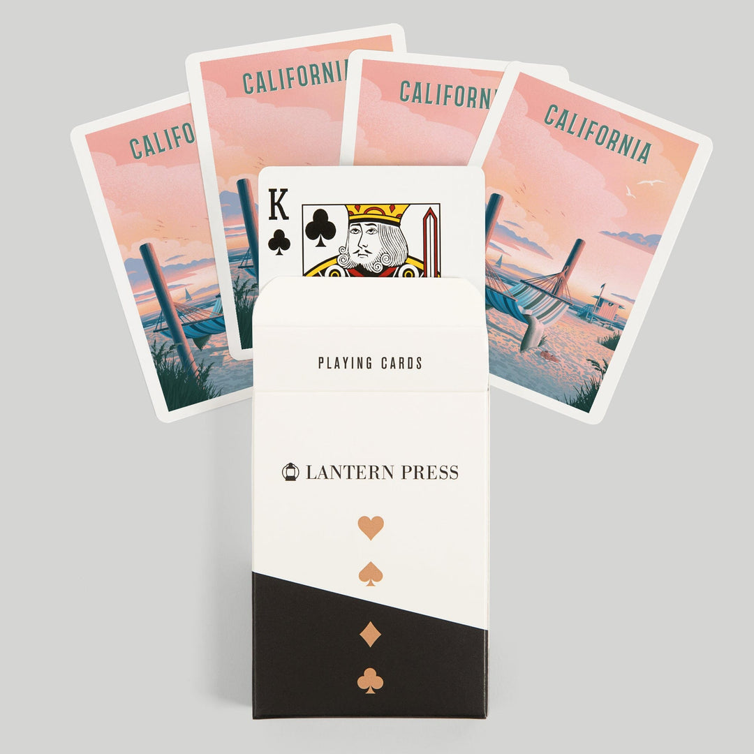 Playing Cards, California, Lithograph, Salt Air, No Cares, Hammock on Beach, 52 Card Deck with Jokers in Box, Unique Art Cards Lantern Press 