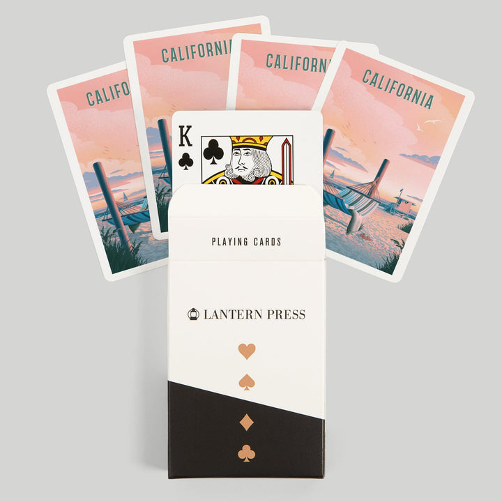 Playing Cards, California, Lithograph, Salt Air, No Cares, Hammock on Beach, 52 Card Deck with Jokers in Box, Unique Art Cards Lantern Press 